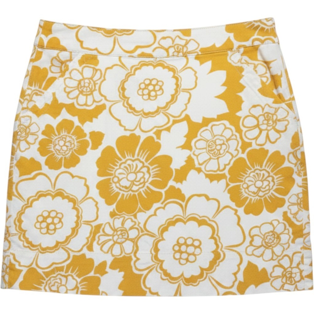 Boden Mini Skirt Womens 8 Yellow Excellent Floral Cotton Stretch‎ W6355